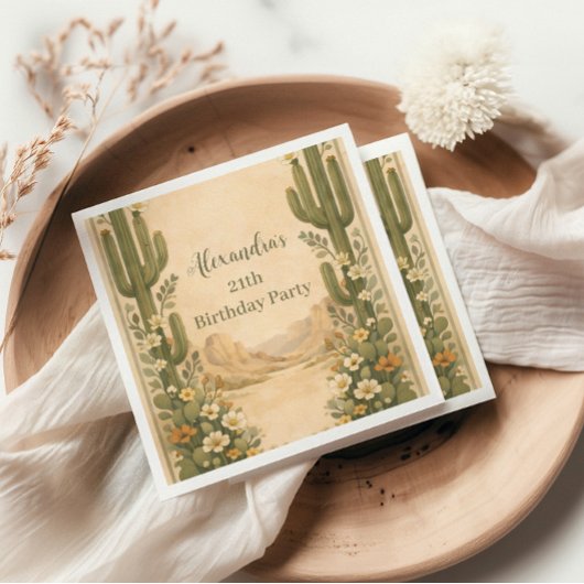 ヴィンテージ デザート ボタニカル 誕生日 スタンダードカクテルナプキン