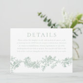 ヴィンテージ デジタルまたはプリントされたセイジ ウェディング ディテール 招待状 (スタンド正面)