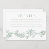 ヴィンテージ デジタルまたはプリントのセイジ ウェディング ディテール 招待状 (正面/裏面)