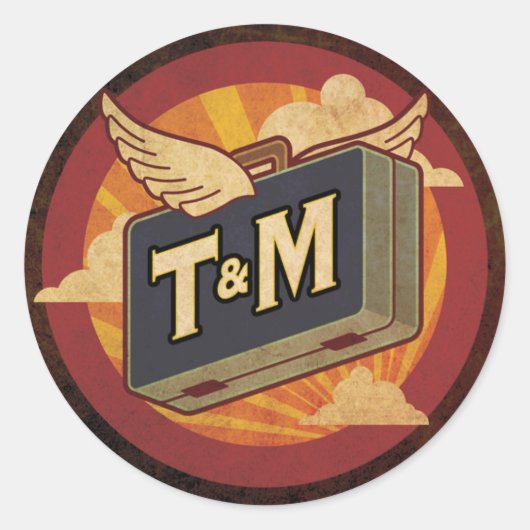 ヴィンテージ デスティネーション ダーク ラガージ スティッカー ラウンドシール (正面)