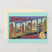 ヴィンテージ デトロイト ミシガン州 グリーティング ポストカード (正面/裏面)