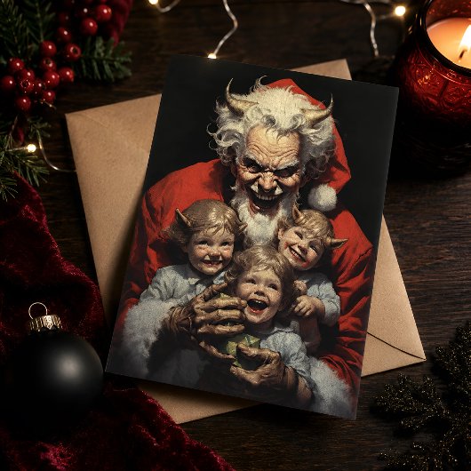 ヴィンテージ デビルサンタ ゴシックホラー クリスマスカード