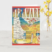 ヴィンテージ デラウェア州 マップ カード (黄色い花)