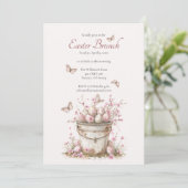 ヴィンテージ デリケート 春の パステル イースター ブランチ 招待状 (スタンド正面)