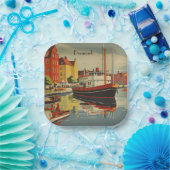 ヴィンテージ デンマーク 旅行 ポスター スカンジナビア パーティー ペーパープレート (パーティー)