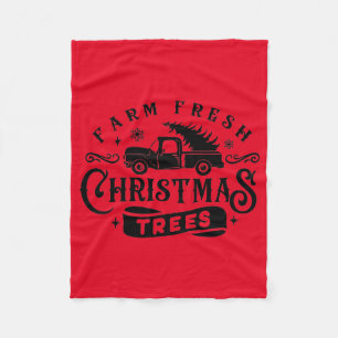 ヴィンテージ・トラック付き新鮮なクリスマスツリーを栽培 フリースブランケット