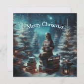 ヴィンテージ　トラディショナル　スクエア　クリスマス　ポストカード シーズンカード (正面/裏面)