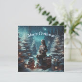 ヴィンテージ　トラディショナル　スクエア　クリスマス　ポストカード シーズンカード (スタンド正面)