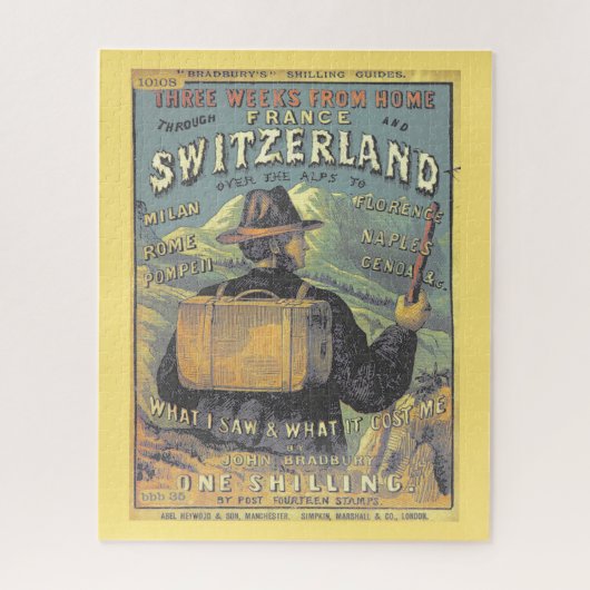 ヴィンテージ・トラベラーズ・ガイド・ス図解入りの、写真付きのイス ジグソーパズル (縦)