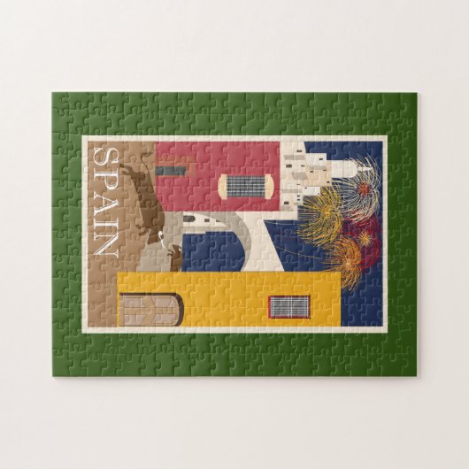 ヴィンテージ·トラベルのポスタ絵画ースペインの火災作品 ジグソーパズル (横)