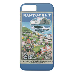 ヴィンテージ トラベルポスター ナンタケット島 マサチューセッツ州地図 iPhone 8 PLUS/7 PLUSケース