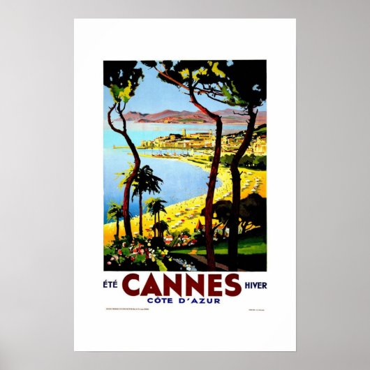 ヴィンテージ トラベルポスター フランス カンヌ ポスター (正面)