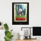 ヴィンテージ トラベルポスター 中国 パンダ ポスター (ホームオフィス)