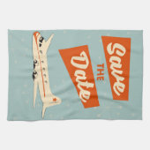 ヴィンテージ トラベルポスター Save the Date キッチンタオル (横)