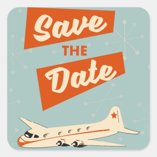 ヴィンテージ トラベルポスター Save the Date スクエアシール (正面)