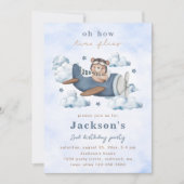 ヴィンテージ トラベル エアプレーン バースデー パーティー 招待状 (正面)