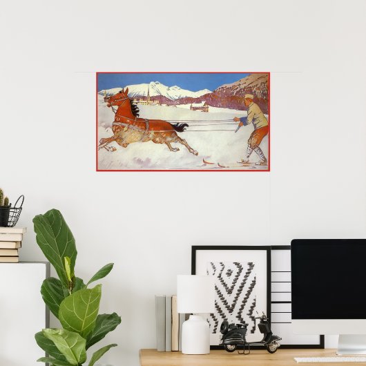 ヴィンテージ トラベル, スイス エンガディンの冬 ポスター (ホームオフィス)