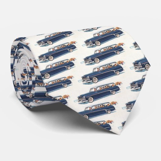 ヴィンテージ トラベル、ステーションワゴンでの家族旅行 ネクタイ (ロール)