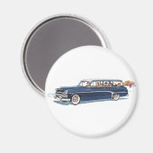 ヴィンテージ トラベル、ステーションワゴンでの家族旅行 マグネット (正面/裏面)