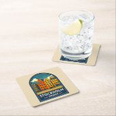 ヴィンテージ トラベル ストックホルム スウェーデン オールドタウン レトロ スクエアペーパーコースター (インサイチュ)