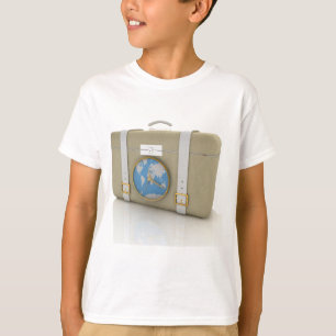 ヴィンテージ トラベル トランク 時計 世界地図 Tシャツ