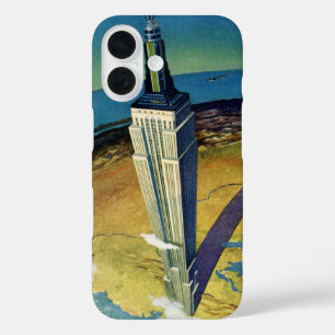 ヴィンテージ トラベル ニューヨークシティ エンパイアステートビル iPhone 16ケース