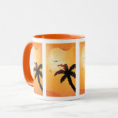 ヴィンテージ トラベル、ハワイ諸島を飛ぶ飛行機 マグカップ (正面左)