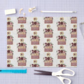 ヴィンテージ トラベル バーガンディー ブラッシュ フラワー デコパージュ 薄葉紙 (クラフト)