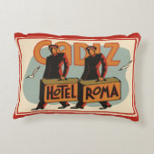ヴィンテージ トラベル ベルホップ ホテル ローマ、スペイン カディス アクセントクッション (裏面)