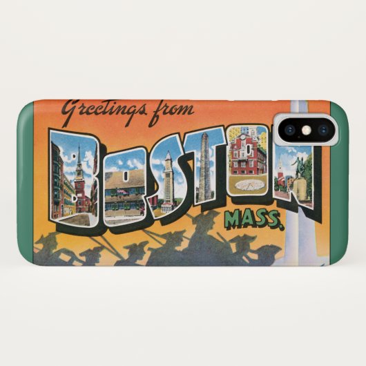 ヴィンテージ トラベル ボストン・マサチューセッツ 挨拶 Case-Mate iPhoneケース (裏面(横))