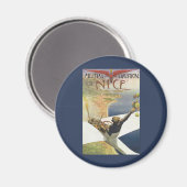 ヴィンテージ トラベル ポスター、フランス ニースの飛行機 マグネット (正面/裏面)