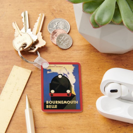 ヴィンテージ トラベル ポスター、ボーンマス ベル列車 キーホルダー (デスク)