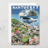 ヴィンテージ トラベル ポスター、マップ オブ ナンタケット島、マサチューセッツ州 (正面/裏面)