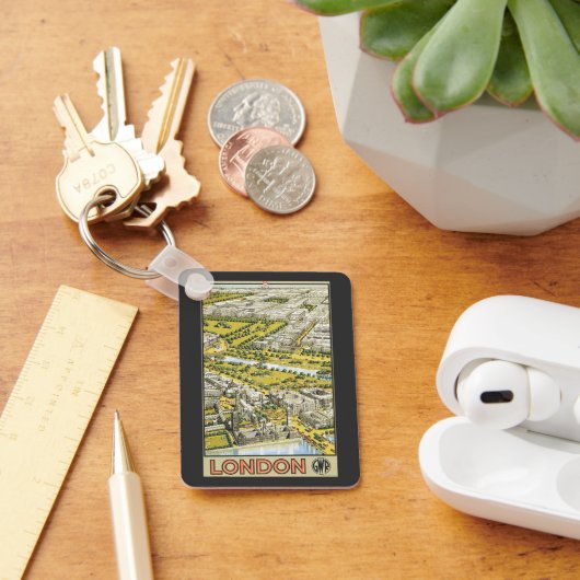 ヴィンテージ トラベル ポスター、ロンドン市 空中景観 キーホルダー (デスク)