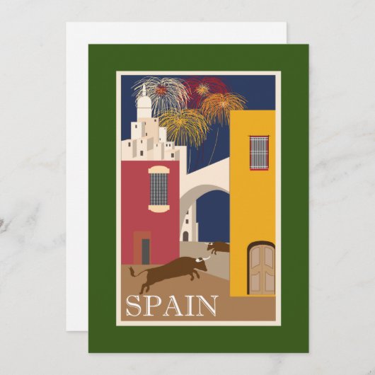 ヴィンテージ・トラベル・ポ絵画スター，スペインの火の工事 シーズンカード (正面/裏面)