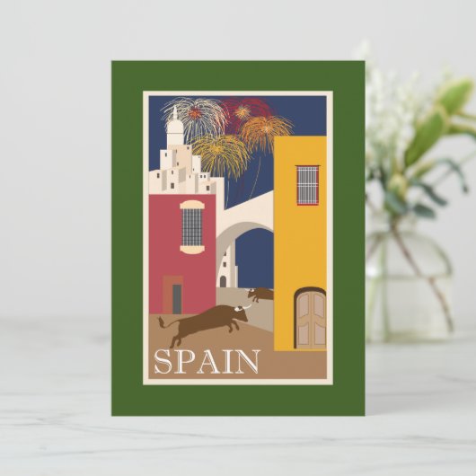 ヴィンテージ・トラベル・ポ絵画スター，スペインの火の工事 シーズンカード (スタンド正面)