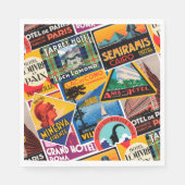 ヴィンテージ トラベル ラベル スタンダードランチョンナプキン (正面)