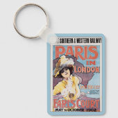 ヴィンテージ トラベル、ロンドンのパリ 鉄道の女性 キーホルダー (正面)