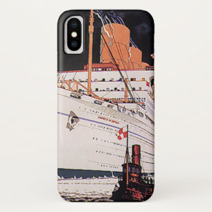ヴィンテージ トラベル 交通 クルーズ船 夜 iPhone X ケース