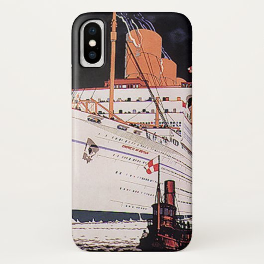 ヴィンテージ トラベル 交通 クルーズ船 夜 Case-Mate iPhoneケース (裏面)