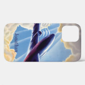 ヴィンテージ トラベル 空を雲の間を飛ぶ飛行機 Case-Mate iPhoneケース (裏面 (横))