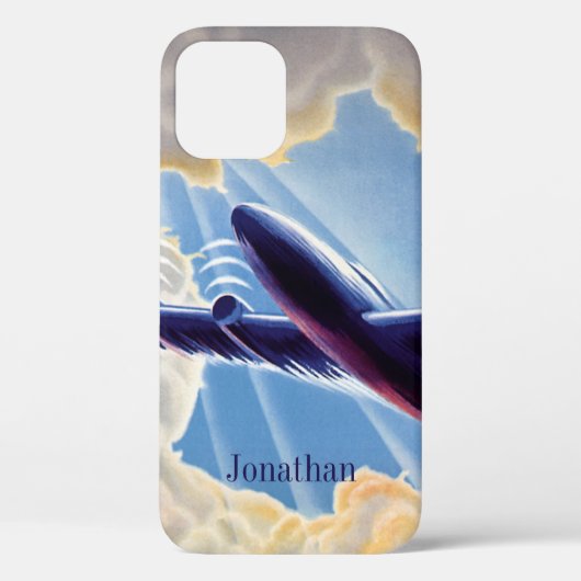 ヴィンテージ トラベル 空を雲の間を飛ぶ飛行機 Case-Mate iPhoneケース (裏面)