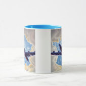 ヴィンテージ トラベル、雲の中を飛ぶ飛行機 マグカップ (中央)