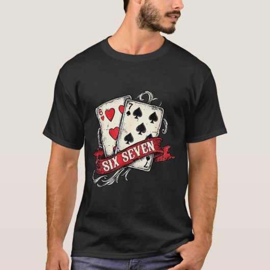 ヴィンテージ トランプの6 7 67 メメ バレンタイン Tシャツ (正面)