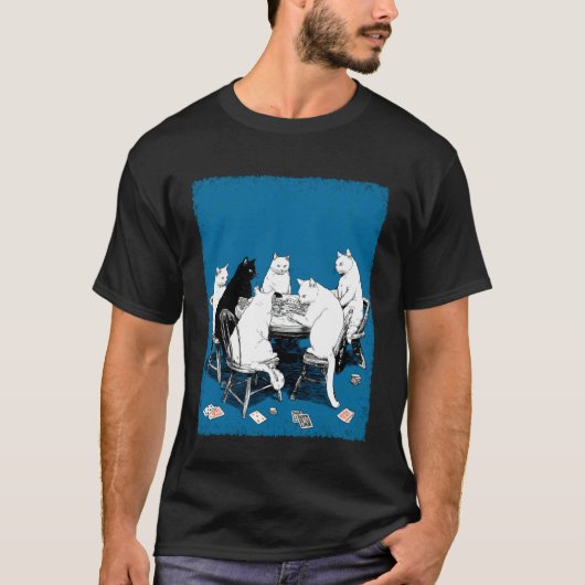 ヴィンテージ トランプ カジノ ギャンブル 猫 遊び Tシャツ (正面)