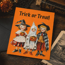 ヴィンテージ トリック オア トリート キッズ レトロ ハロウィン ポストカード
