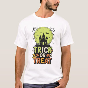 ヴィンテージ トリック オア トリート 幽霊屋敷 ハロウィン デザイン Tシャツ