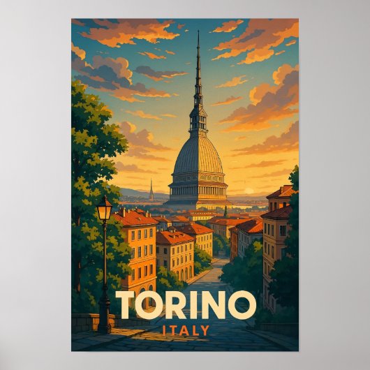 ヴィンテージ トリノ イタリア 旅行ポスター ポスター (正面)