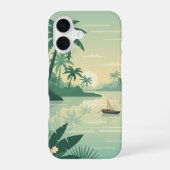 ヴィンテージ・トロピカルラグーン iPhone 16ケース (裏面)