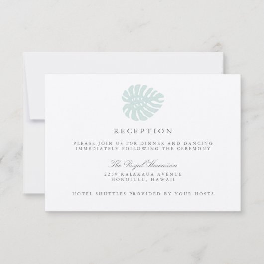 ヴィンテージ トロピカル ウェディング レセプション カード (正面)